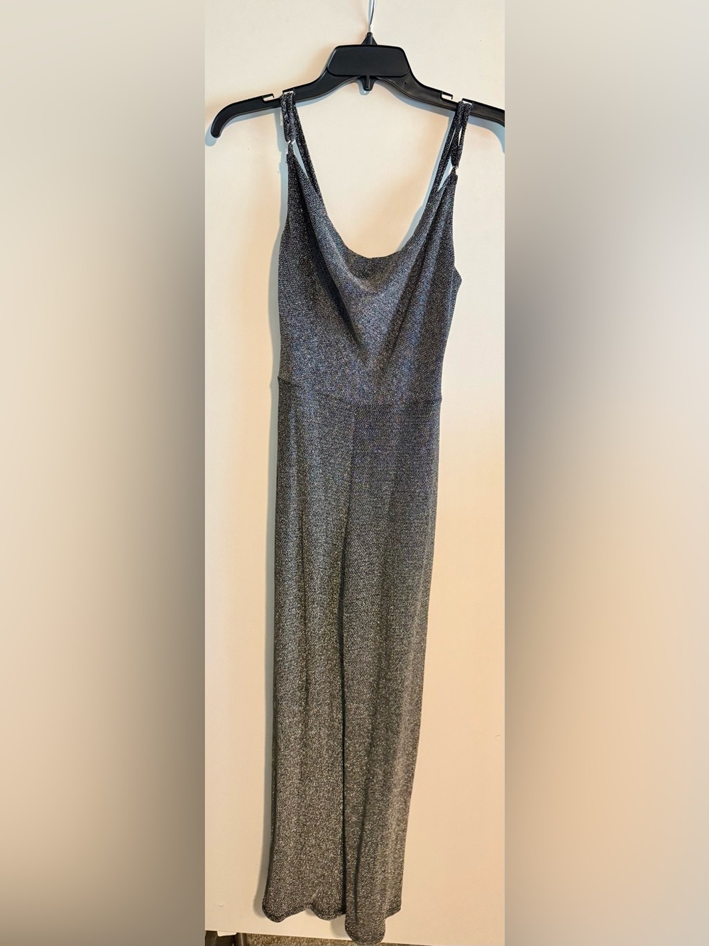 Bar III Silver Glitter Cowl Neck Jumpsuit XS Macy’s